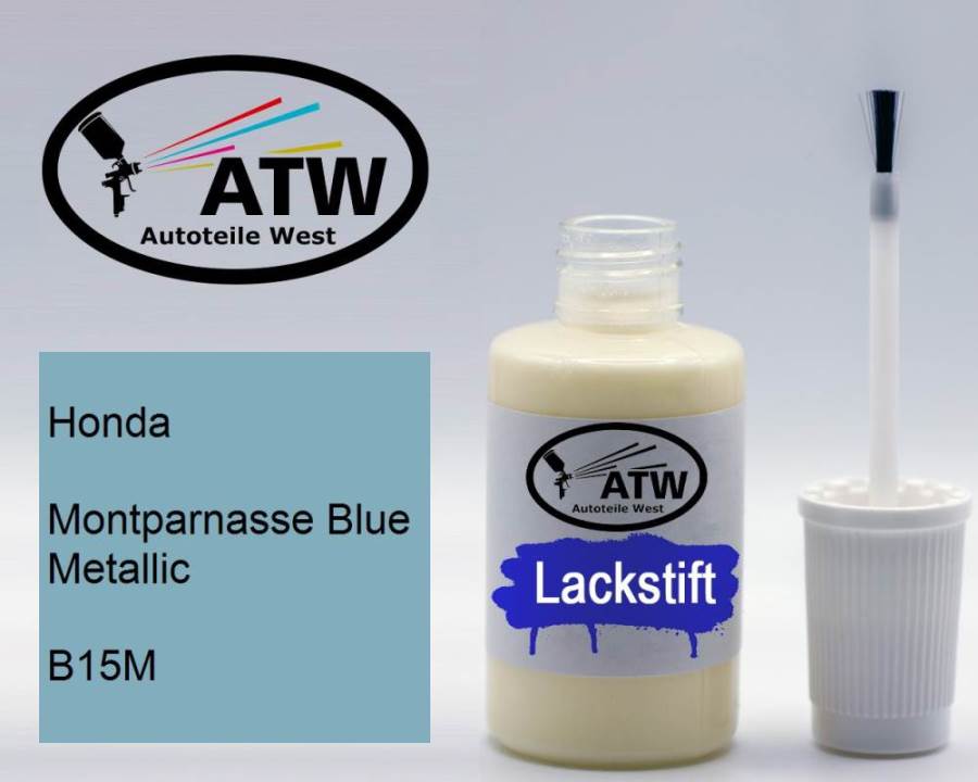 Honda, Montparnasse Blue Metallic, B15M: 20ml Lackstift, von ATW Autoteile West.